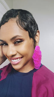 Deep Fuchsia Shell Disc Earrings
