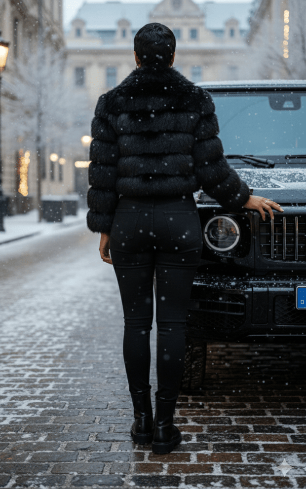 🖤 The Noir Cropped Faux Fur Jacket