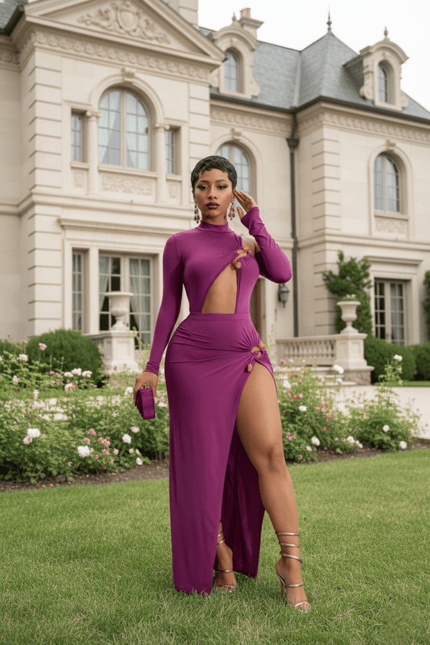 💜 Regal Radiance Cut-Out Gown