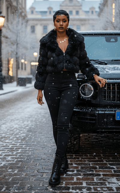 🖤 The Noir Cropped Faux Fur Jacket