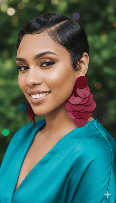 🍷 "Vintage Merlot" Tiered Shell Disc Earrings