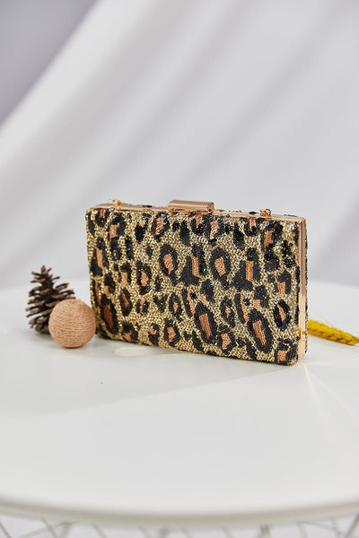 VINTAGE SEQUINS LEOPARD PRINT CLUTCH