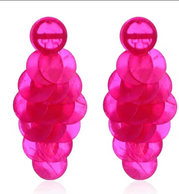 COLORFUL BOHEMIAN SHELL DISC EARRINGS