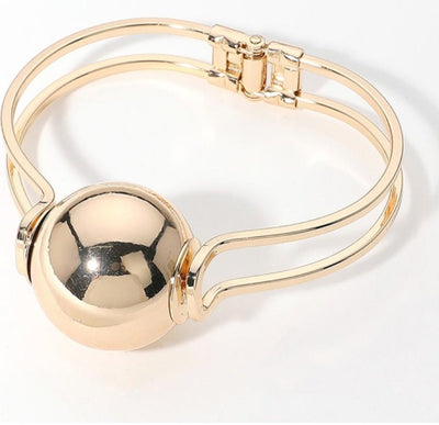 Large Bead Hinge Bangle Gold