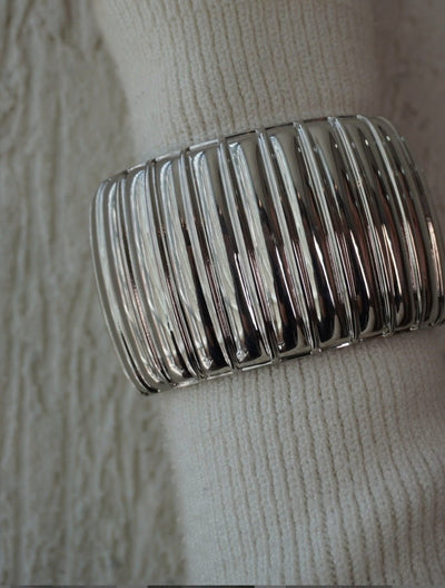 Silver Ribbed Texture Bracelet