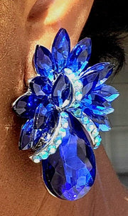 TEARDROP CLIP ON SPARKLING STONE EARRINGS