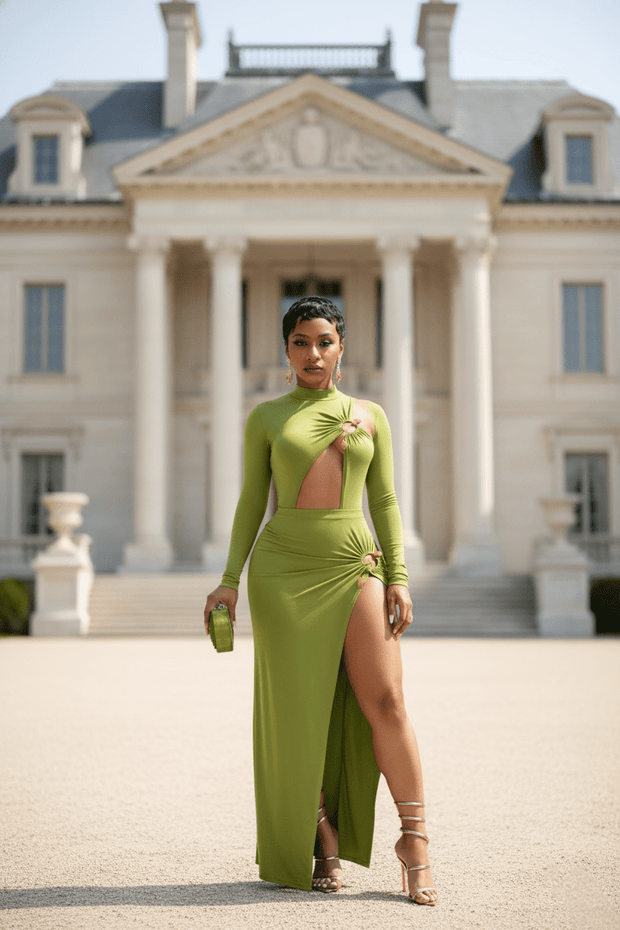 💜 Regal Radiance Cut-Out Gown